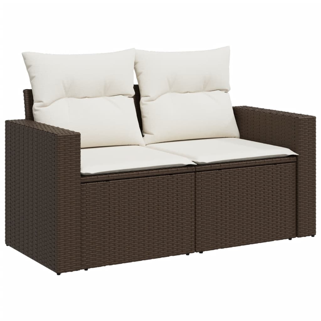 vidaXL Set canapele de grădină cu perne, 10 piese, maro, poliratan
