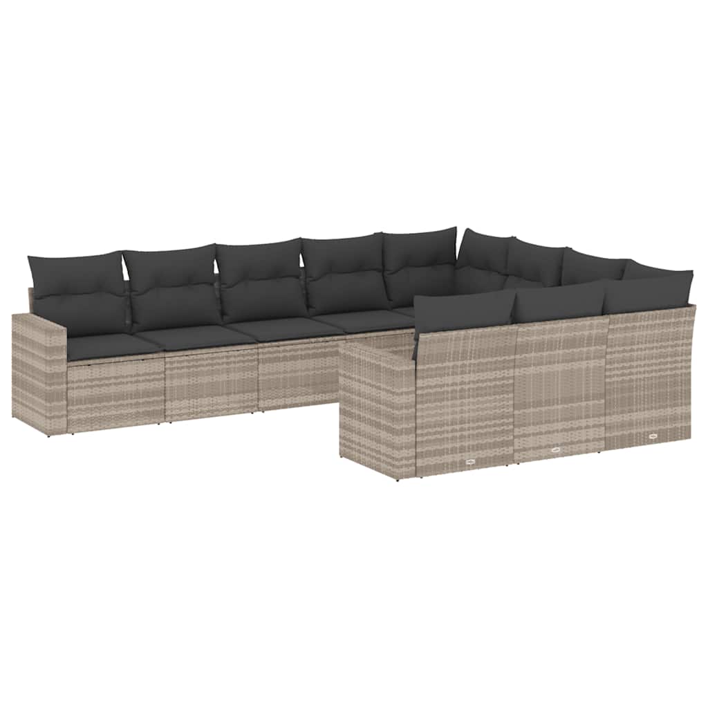 vidaXL Set canapele de grădină cu perne 10 piese gri deschis poliratan vidaXL Set canapele de grădină cu perne 10 piese gri deschis poliratan