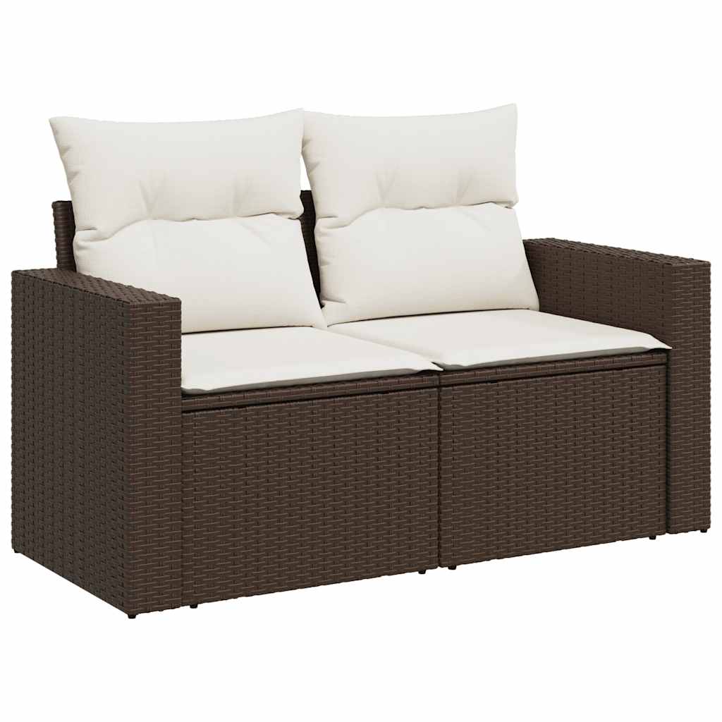 vidaXL Set canapele de grădină cu perne, 10 piese, maro, poliratan