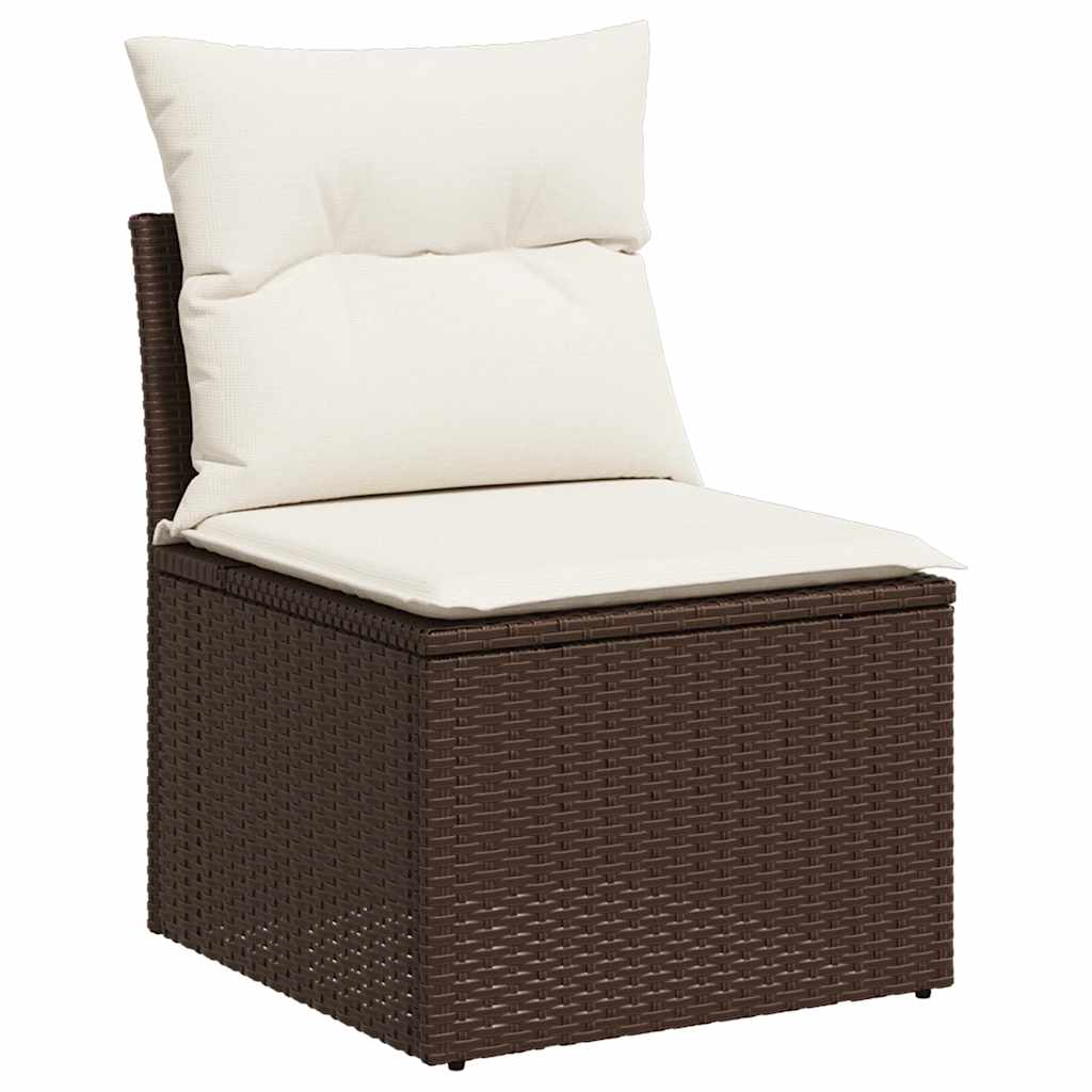 vidaXL Set canapele de grădină cu perne, 10 piese, maro, poliratan