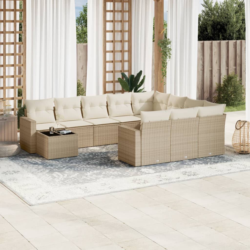 vidaXL Set canapele de grădină cu perne, 11 piese, bej, poliratan vidaXL Set canapele de grădină cu perne, 11 piese, bej, poliratan