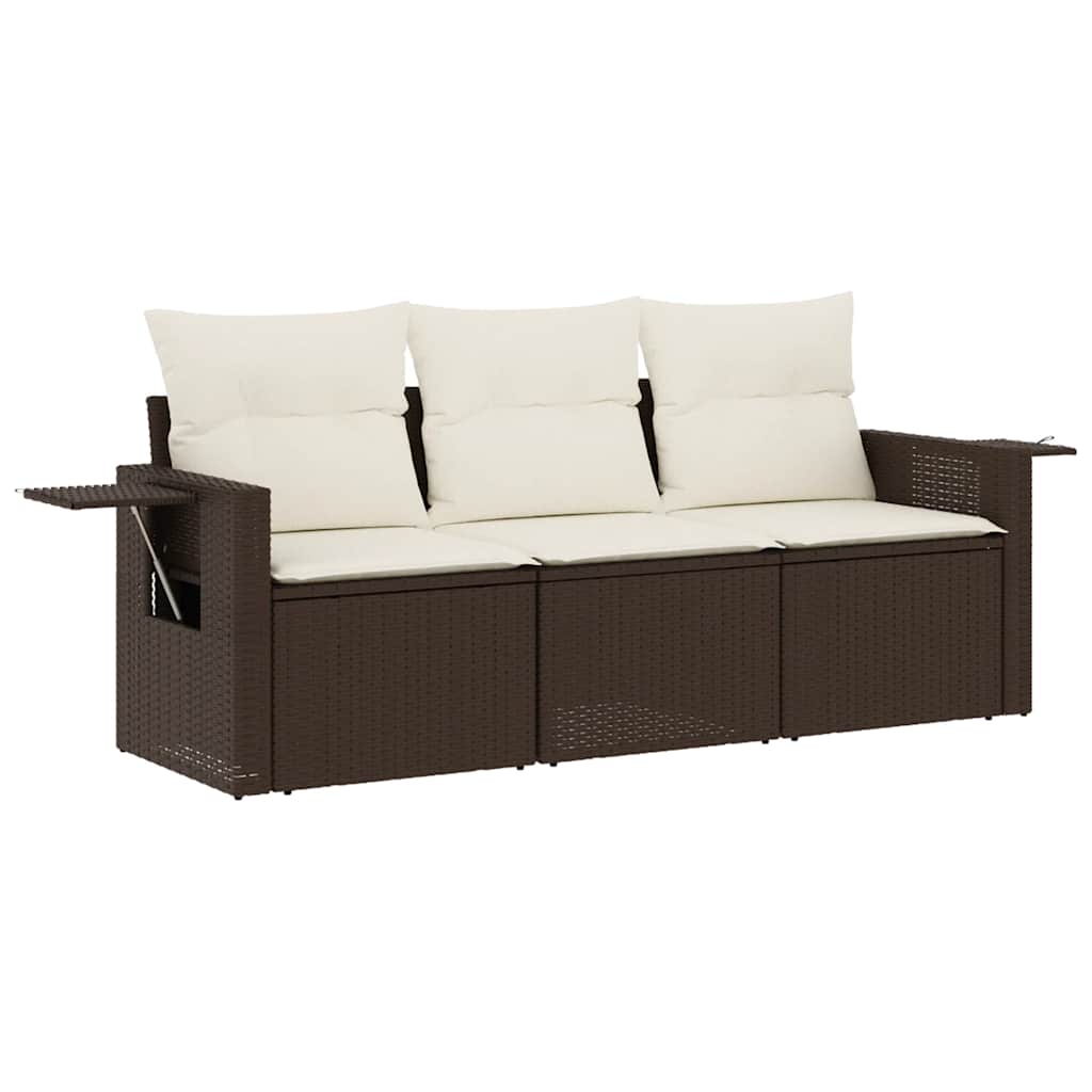 vidaXL Set canapele de grădină cu perne, 3 piese, maro, poliratan vidaXL Set canapele de grădină cu perne, 3 piese, maro, poliratan