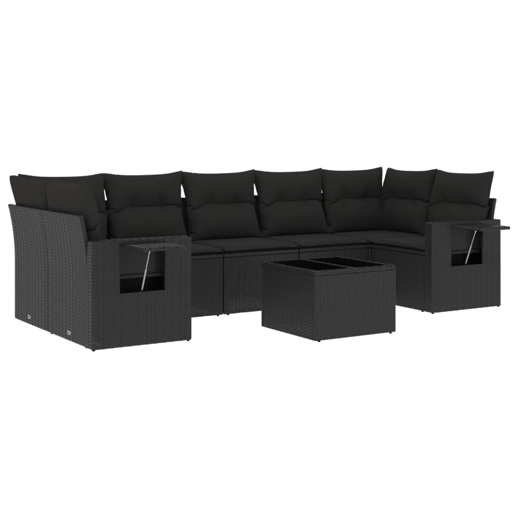 vidaXL Set mobilier de grădină cu perne, 8 piese, negru, poliratan vidaXL Set mobilier de grădină cu perne, 8 piese, negru, poliratan