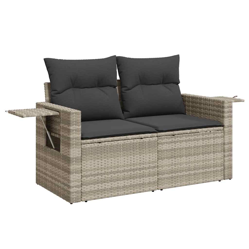 vidaXL Set canapea de grădină cu perne, 4 piese, gri deschis poliratan vidaXL Set canapea de grădină cu perne, 4 piese, gri deschis poliratan