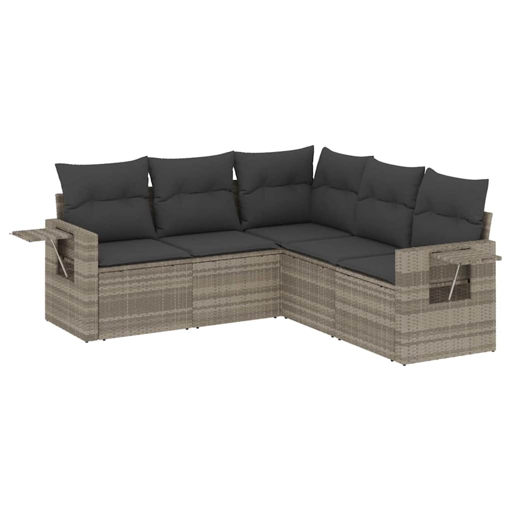 vidaXL Set canapele de grădină cu perne, 5 piese gri deschis poliratan