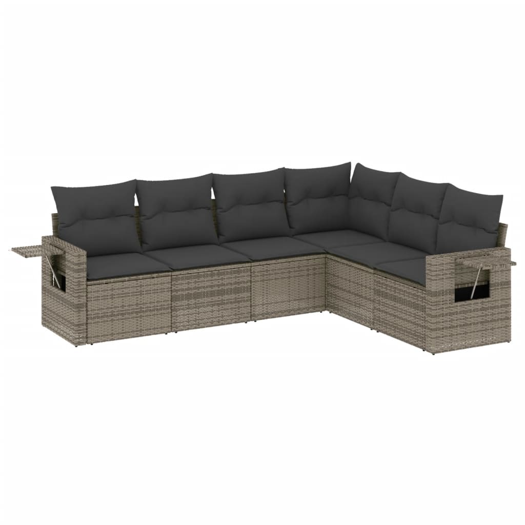 vidaXL Set mobilier grădină cu perne, 6 piese, gri, poliratan vidaXL Set mobilier grădină cu perne, 6 piese, gri, poliratan