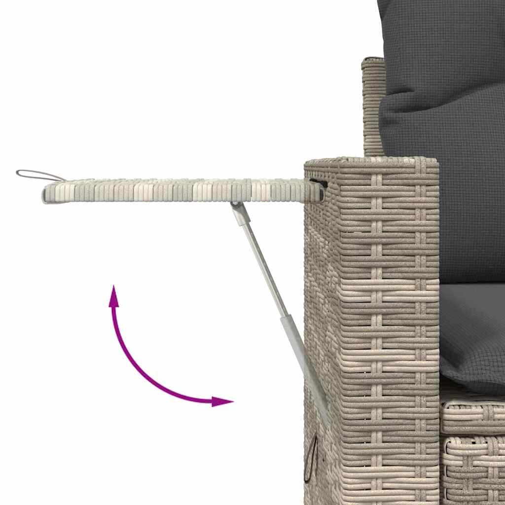 vidaXL Set mobilier de grădină cu perne, 8 piese gri deschis poliratan