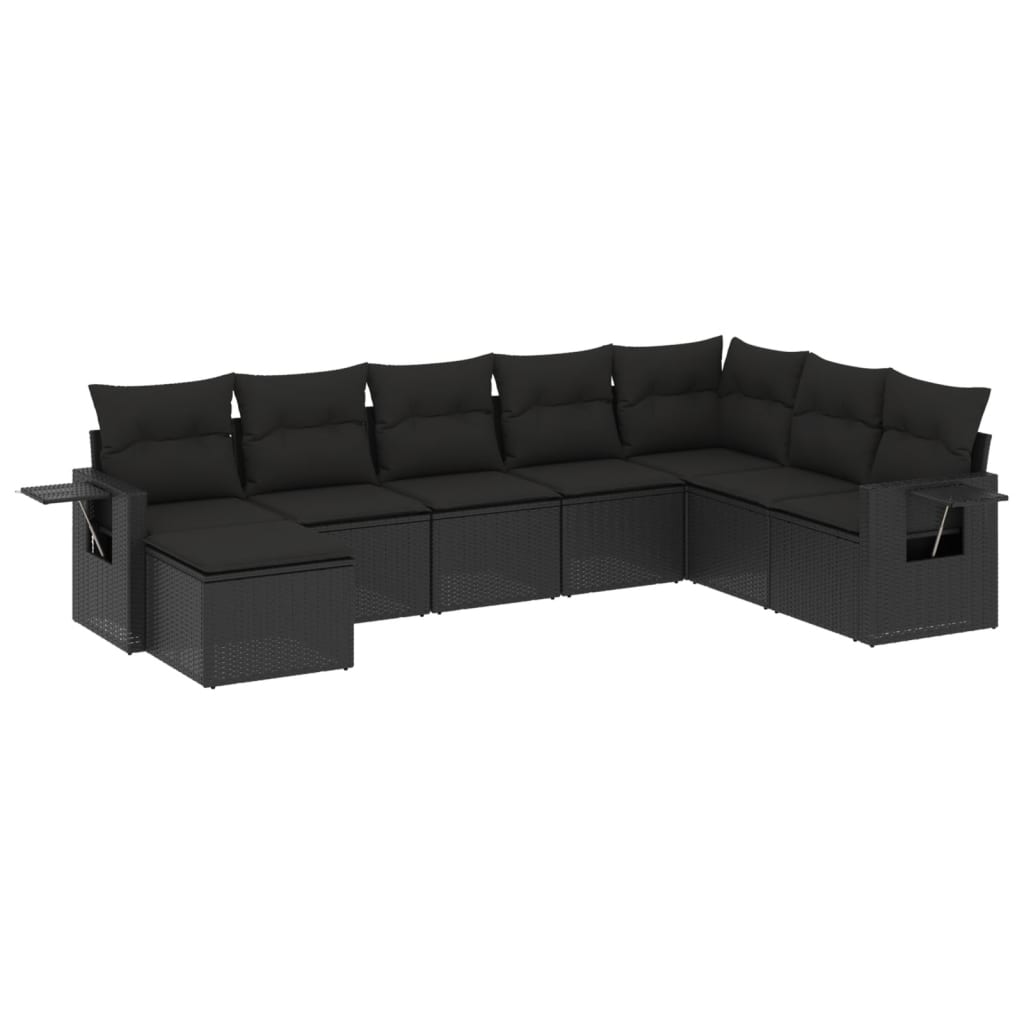 vidaXL Set mobilier de grădină cu perne, 8 piese, negru, poliratan vidaXL Set mobilier de grădină cu perne, 8 piese, negru, poliratan