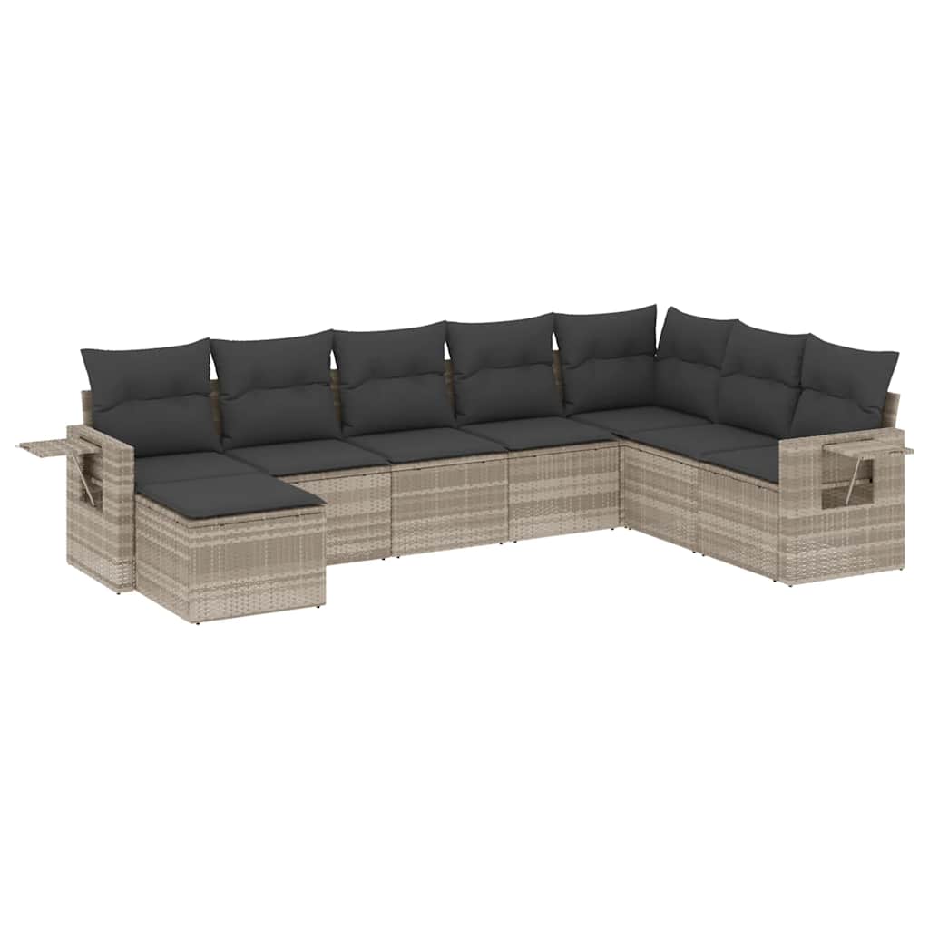 vidaXL Set mobilier de grădină cu perne, 8 piese gri deschis poliratan vidaXL Set mobilier de grădină cu perne, 8 piese gri deschis poliratan