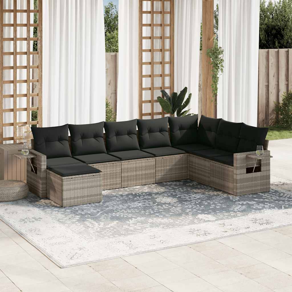 vidaXL Set mobilier de grădină cu perne, 8 piese gri deschis poliratan vidaXL Set mobilier de grădină cu perne, 8 piese gri deschis poliratan