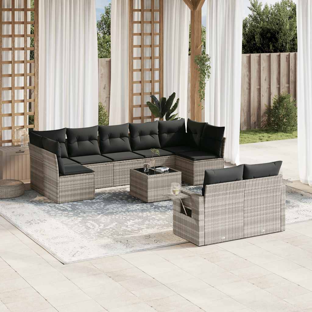 vidaXL Set canapele de grădină cu perne 10 piese gri deschis poliratan vidaXL Set canapele de grădină cu perne 10 piese gri deschis poliratan