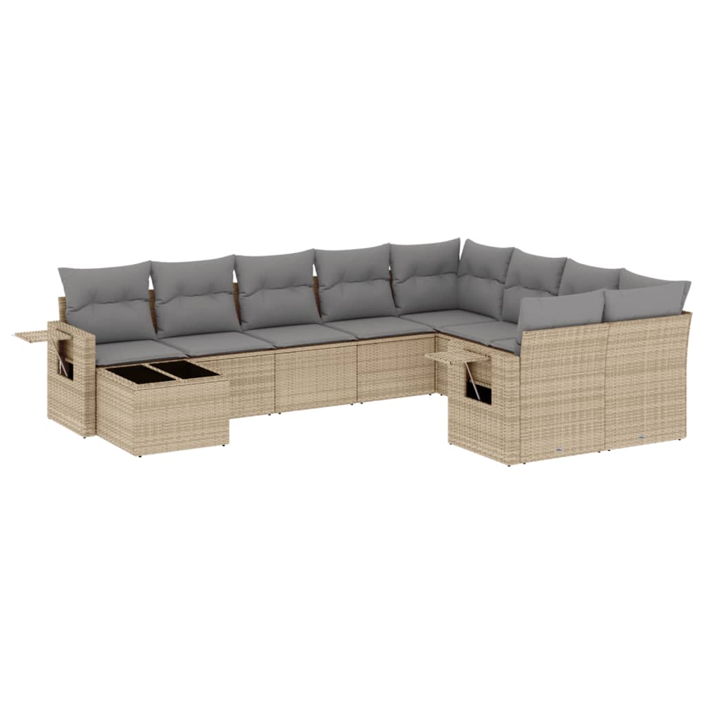 vidaXL Set canapele de grădină cu perne, 10 piese, bej, poliratan