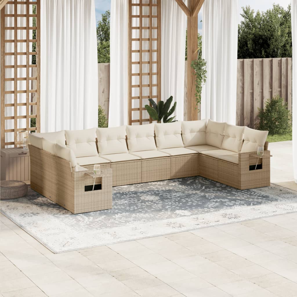 vidaXL Set canapele de grădină cu perne, 10 piese, bej, poliratan vidaXL Set canapele de grădină cu perne, 10 piese, bej, poliratan