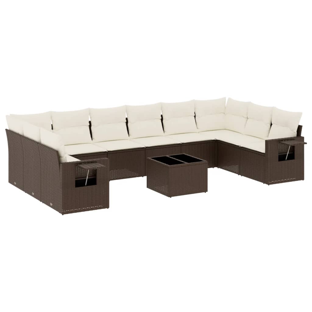 vidaXL Set canapele de grădină cu perne, 11 piese, maro, poliratan vidaXL Set canapele de grădină cu perne, 11 piese, maro, poliratan