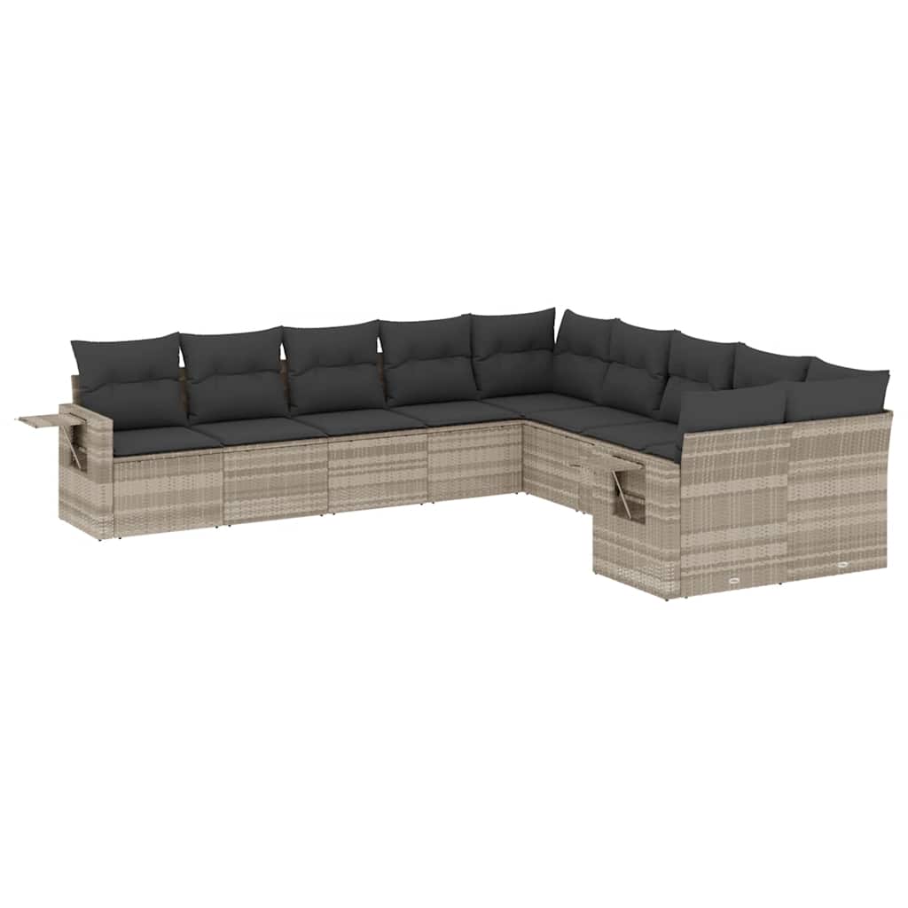 vidaXL Set canapele de grădină cu perne 10 piese gri deschis poliratan vidaXL Set canapele de grădină cu perne 10 piese gri deschis poliratan