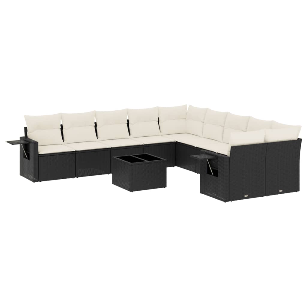 vidaXL Set canapele de grădină cu perne, 11 piese, negru, poliratan vidaXL Set canapele de grădină cu perne, 11 piese, negru, poliratan