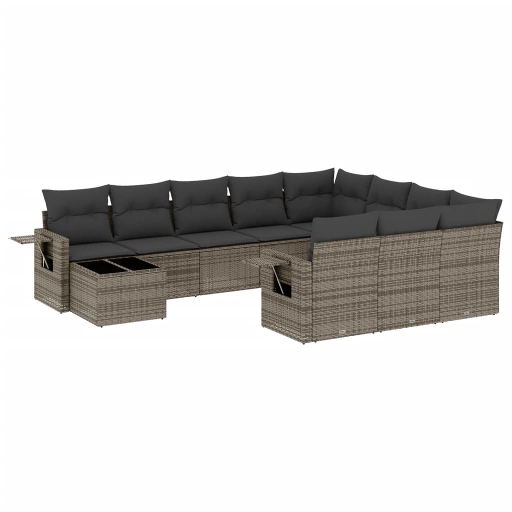 vidaXL Set canapele de grădină cu perne, 11 piese, gri, poliratan vidaXL Set canapele de grădină cu perne, 11 piese, gri, poliratan