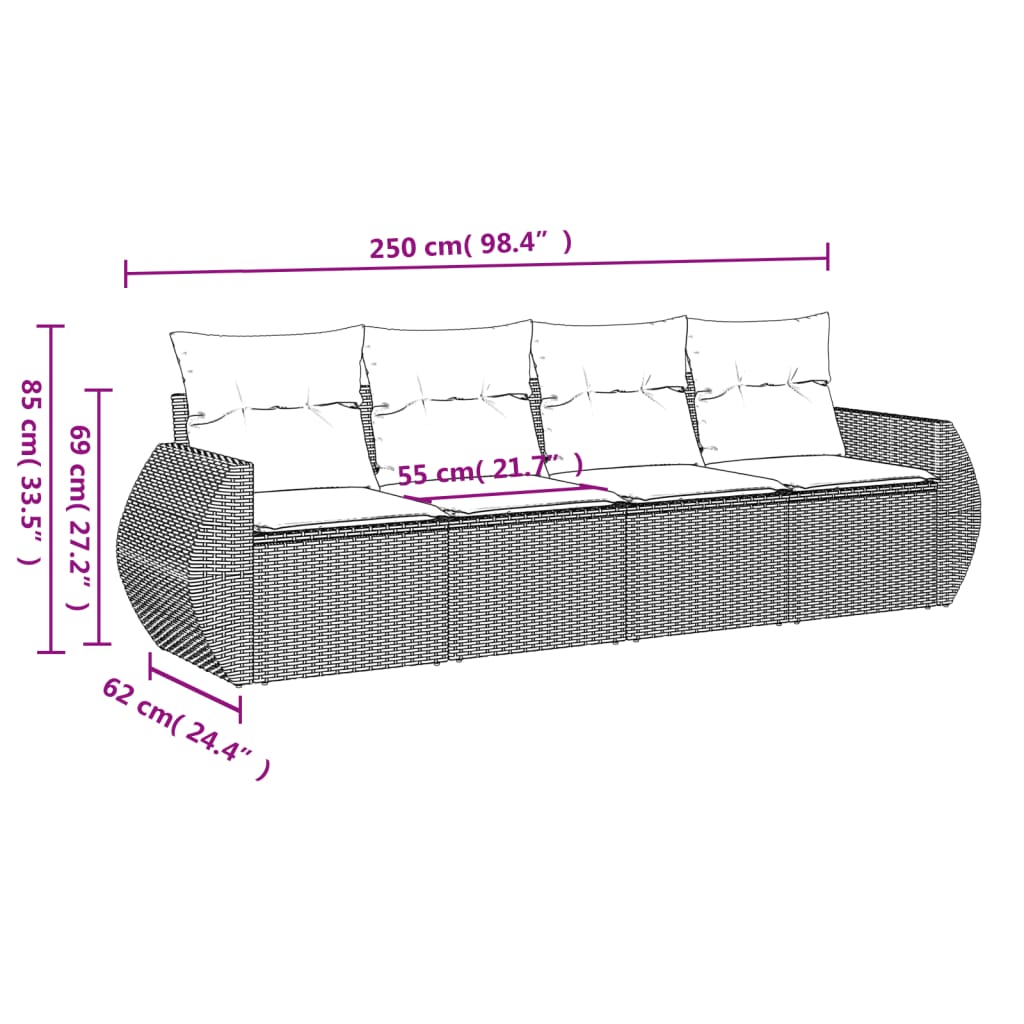 vidaXL Set canapea de grădină cu perne, 4 piese, gri deschis poliratan vidaXL Set canapea de grădină cu perne, 4 piese, gri deschis poliratan