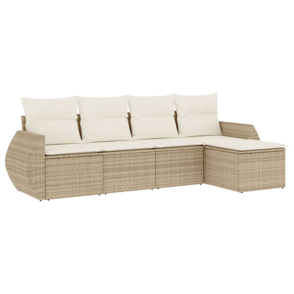 vidaXL Set canapele de grădină cu perne, 5 piese, bej, poliratan