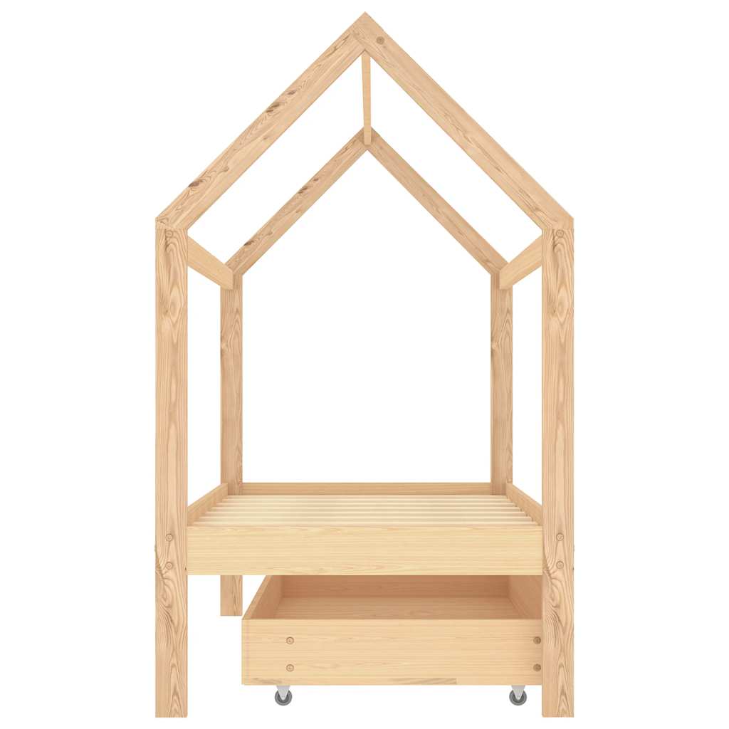 vidaXL Cadru pat pentru copii, cu un sertar, 80x160 cm, lemn masiv pin vidaXL Cadru pat pentru copii, cu un sertar, 80x160 cm, lemn masiv pin