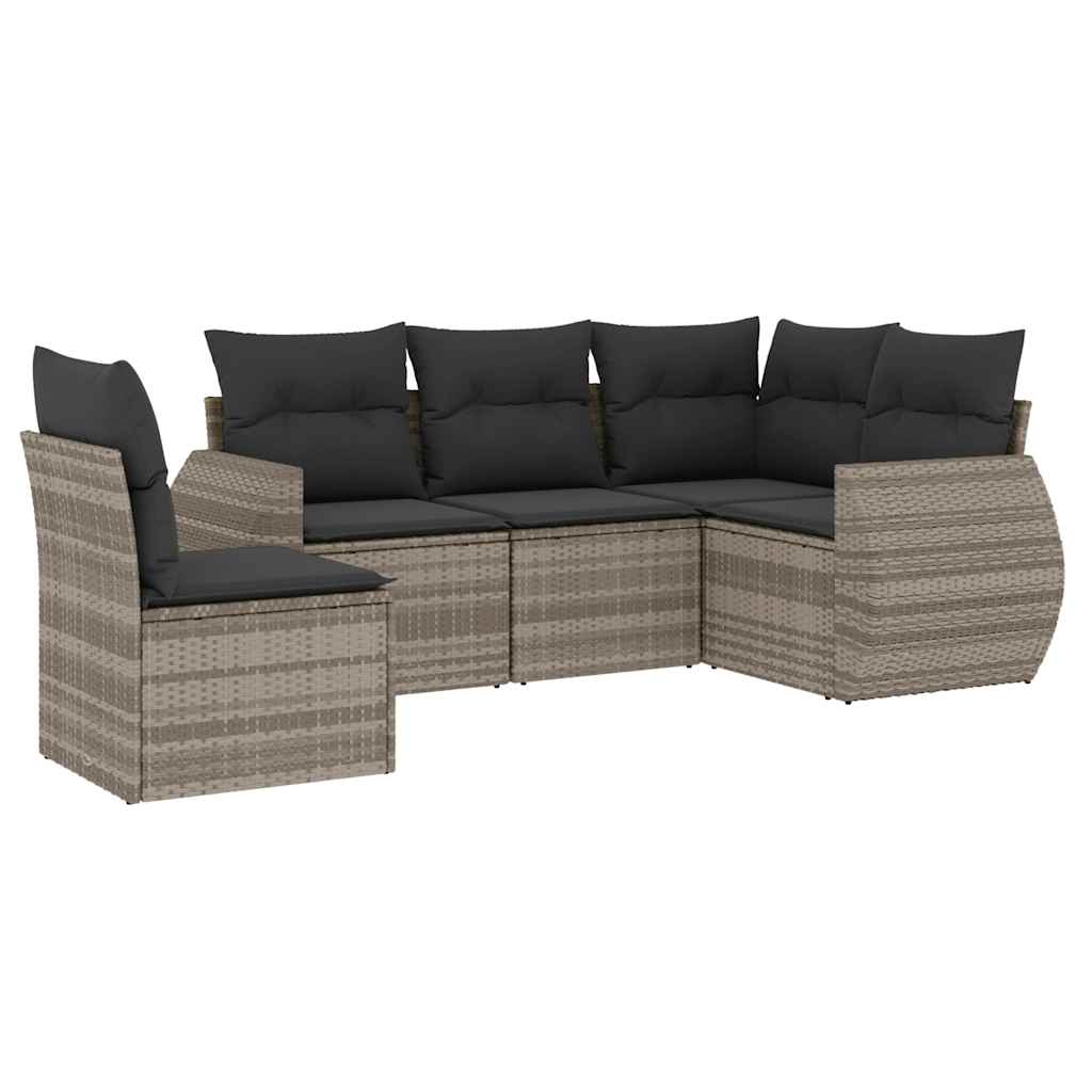 vidaXL Set canapele de grădină cu perne, 5 piese gri deschis poliratan vidaXL Set canapele de grădină cu perne, 5 piese gri deschis poliratan