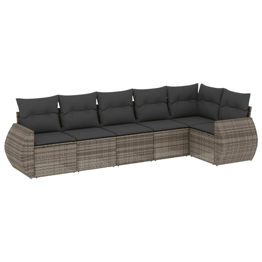 vidaXL Set mobilier grădină cu perne, 6 piese, gri, poliratan