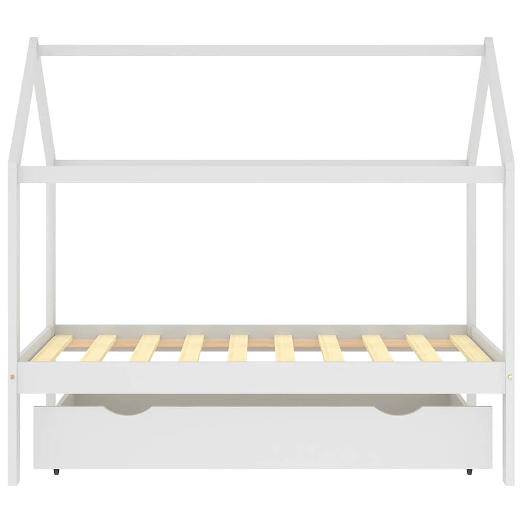 vidaXL Cadru pat de copii cu un sertar, alb, 80x160 cm, lemn masiv pin vidaXL Cadru pat de copii cu un sertar, alb, 80x160 cm, lemn masiv pin