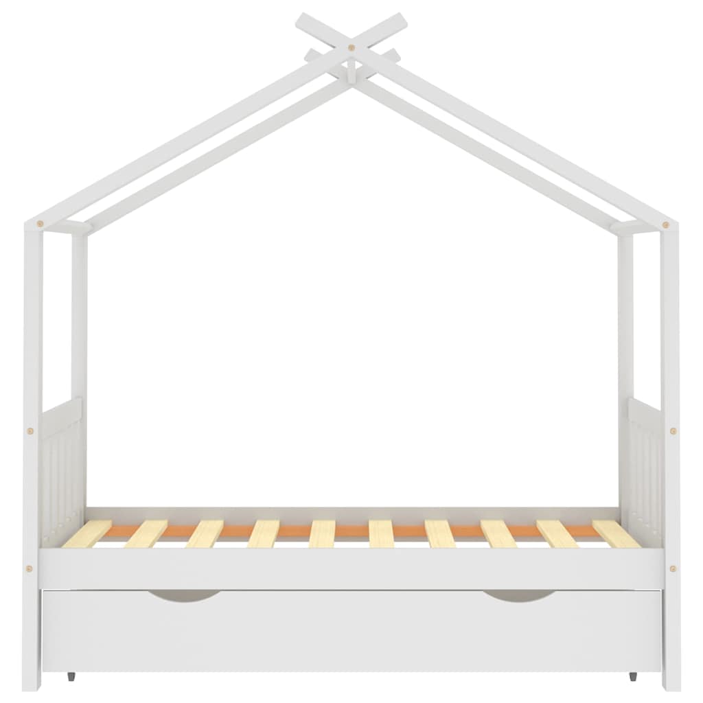vidaXL Cadru pat de copii cu un sertar, alb, 80x160 cm, lemn masiv pin