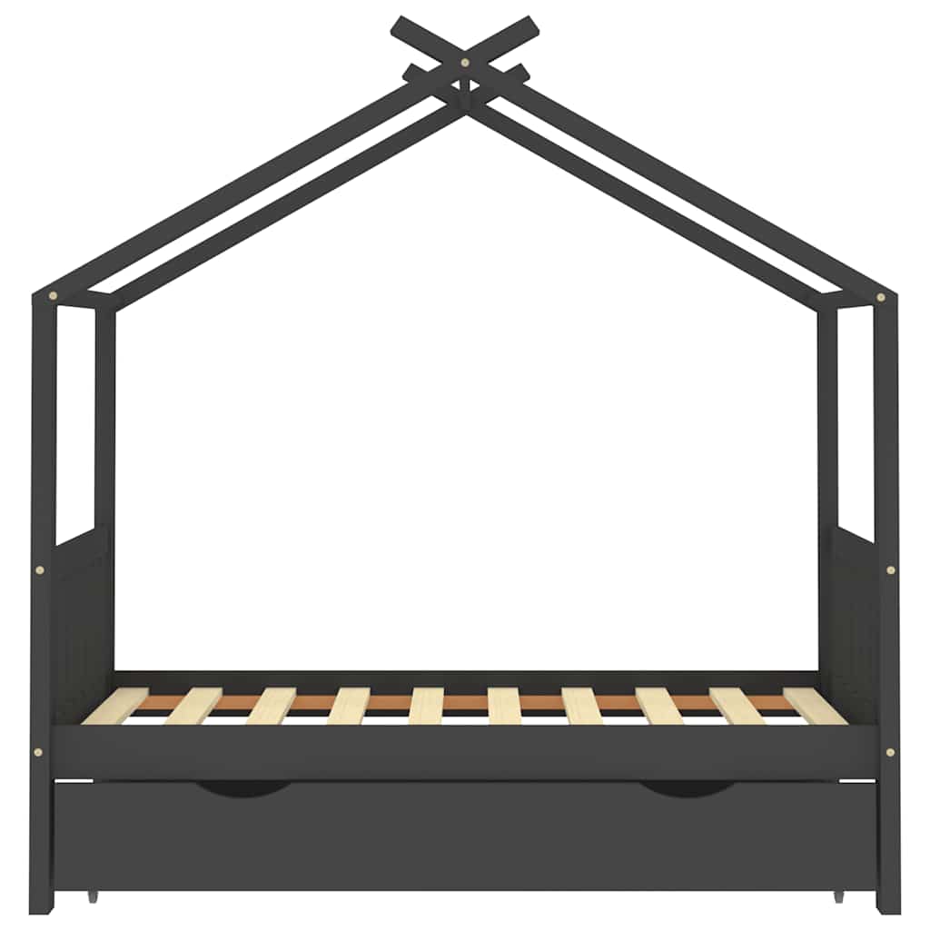 vidaXL Cadru pat copii cu sertar gri închis 80x160 cm lemn masiv pin vidaXL Cadru pat copii cu sertar gri închis 80x160 cm lemn masiv pin