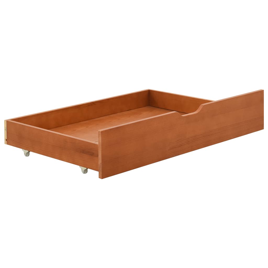 vidaXL Cadru de pat cu 2 sertare, maro miere, 90x200 cm lemn masiv pin