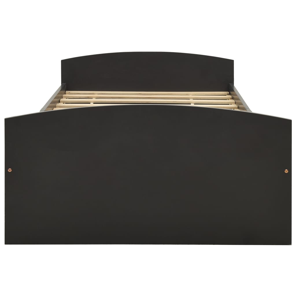 vidaXL Cadru de pat cu 2 sertare, gri, 90 x 200 cm, lemn masiv de pin