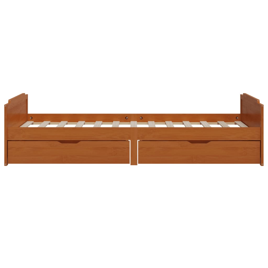 vidaXL Cadru de pat cu sertare, maro miere, 90x200 cm lemn masiv pin vidaXL Cadru de pat cu sertare, maro miere, 90x200 cm lemn masiv pin