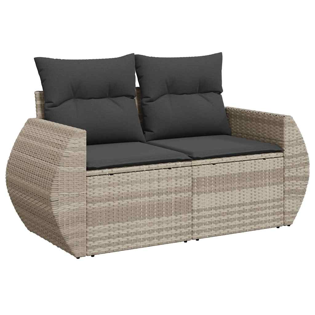 vidaXL Set mobilier de grădină cu perne, 8 piese gri deschis poliratan vidaXL Set mobilier de grădină cu perne, 8 piese gri deschis poliratan