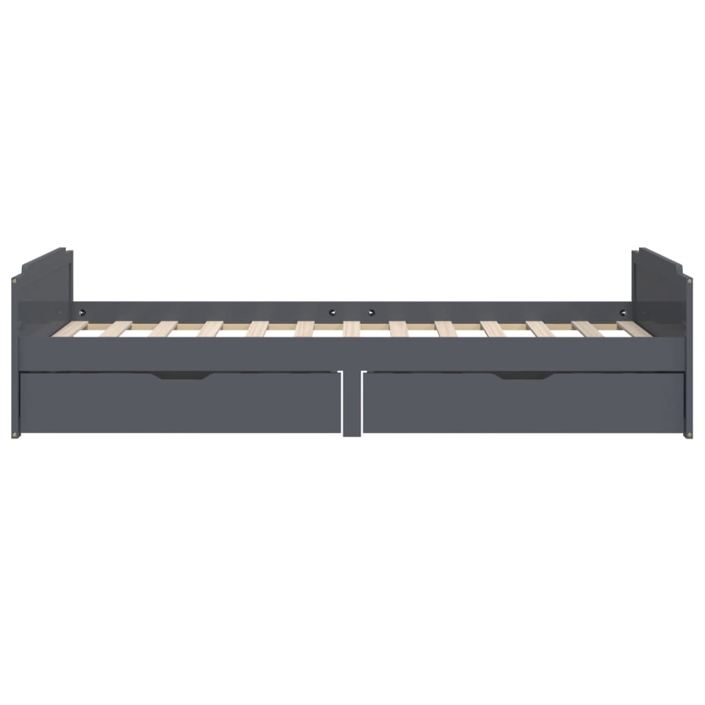 vidaXL Cadru de pat cu sertare, gri închis, 90x200 cm, lemn de pin vidaXL Cadru de pat cu sertare, gri închis, 90x200 cm, lemn de pin
