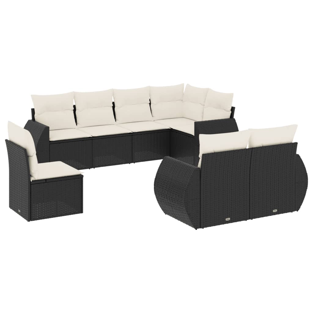 vidaXL Set mobilier de grădină cu perne, 8 piese, negru, poliratan vidaXL Set mobilier de grădină cu perne, 8 piese, negru, poliratan