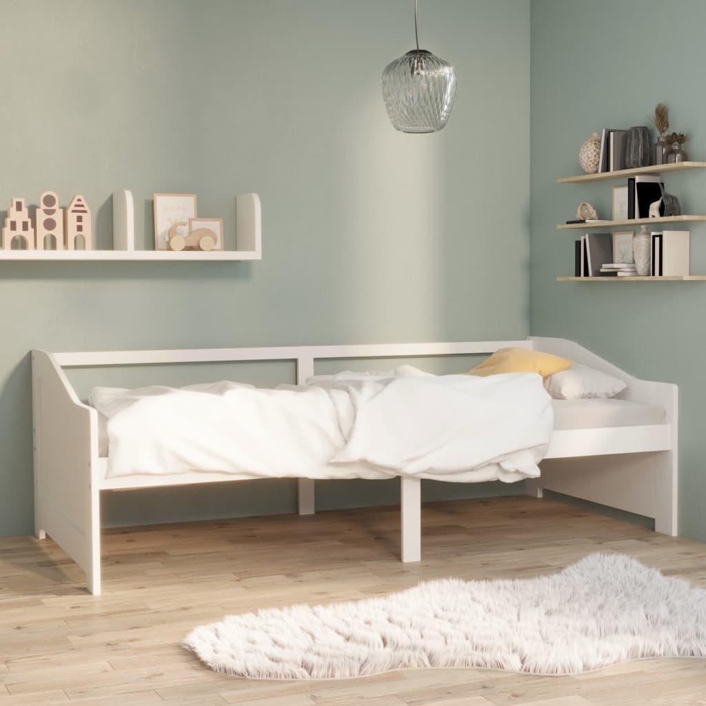 vidaXL Pat de zi cu 3 locuri, alb, 90x200 cm, lemn masiv de pin vidaXL Pat de zi cu 3 locuri, alb, 90x200 cm, lemn masiv de pin
