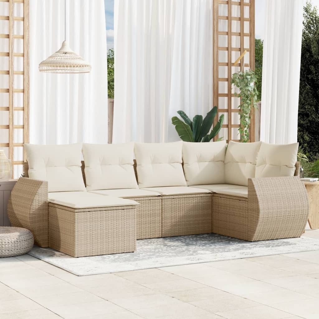 vidaXL Set canapele de grădină cu perne, 6 piese, bej, poliratan vidaXL Set canapele de grădină cu perne, 6 piese, bej, poliratan
