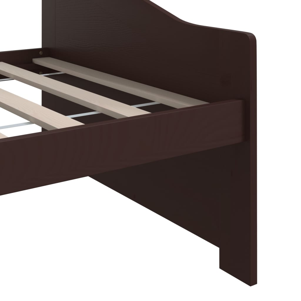 vidaXL Pat de zi cu 3 locuri, maro închis, 90x200 cm, lemn masiv pin vidaXL Pat de zi cu 3 locuri, maro închis, 90x200 cm, lemn masiv pin