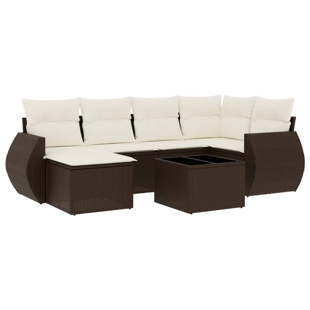 vidaXL Set canapele de grădină cu perne, 7 piese, maro, poliratan vidaXL Set canapele de grădină cu perne, 7 piese, maro, poliratan