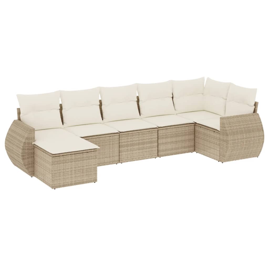 vidaXL Set canapele de grădină, 7 piese, cu perne, bej, poliratan vidaXL Set canapele de grădină, 7 piese, cu perne, bej, poliratan