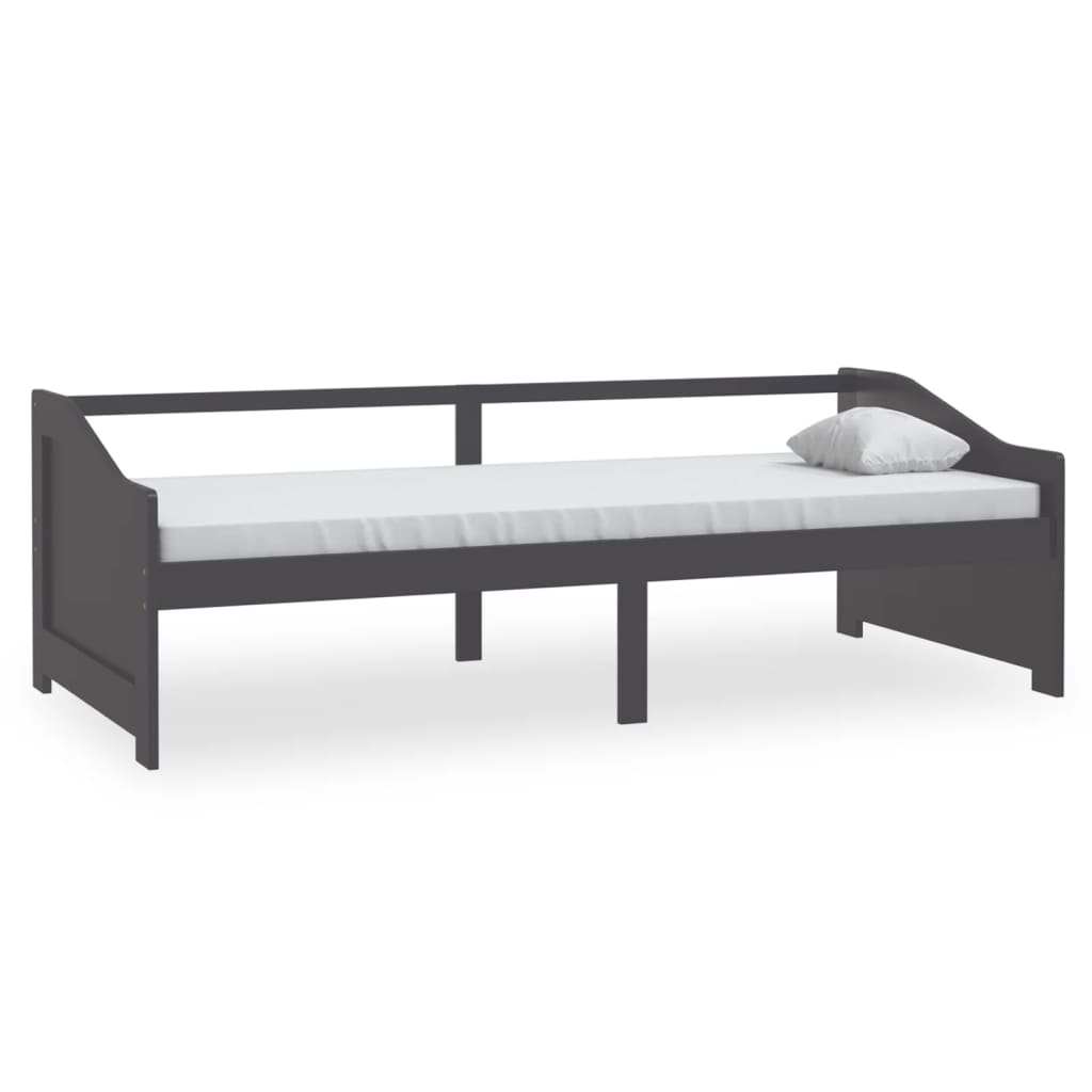 vidaXL Pat de zi cu 3 locuri, gri închis, 90x200 cm, lemn masiv pin vidaXL Pat de zi cu 3 locuri, gri închis, 90x200 cm, lemn masiv pin