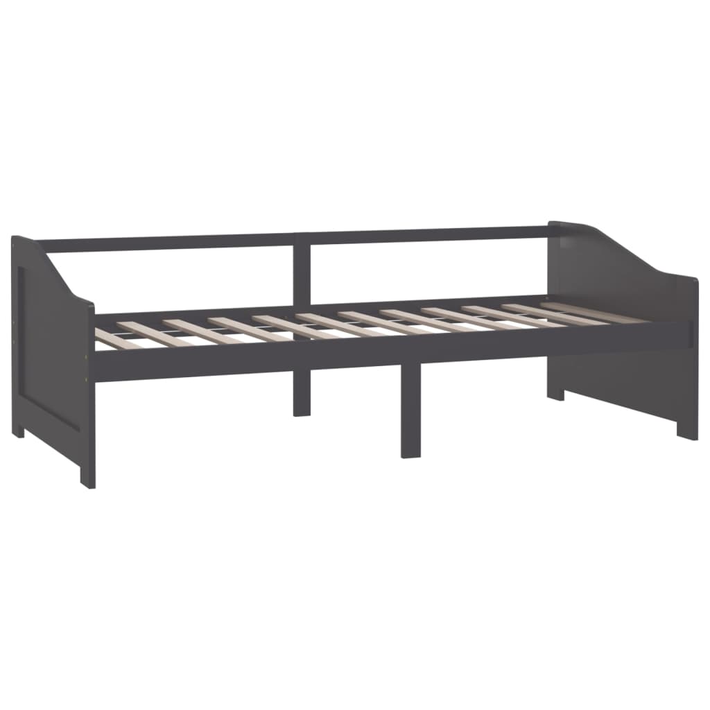 vidaXL Pat de zi cu 3 locuri, gri închis, 90x200 cm, lemn masiv pin vidaXL Pat de zi cu 3 locuri, gri închis, 90x200 cm, lemn masiv pin