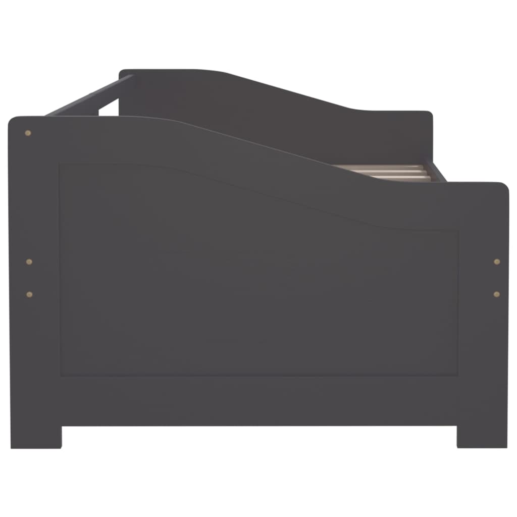 vidaXL Pat de zi cu 3 locuri, gri închis, 90x200 cm, lemn masiv pin vidaXL Pat de zi cu 3 locuri, gri închis, 90x200 cm, lemn masiv pin