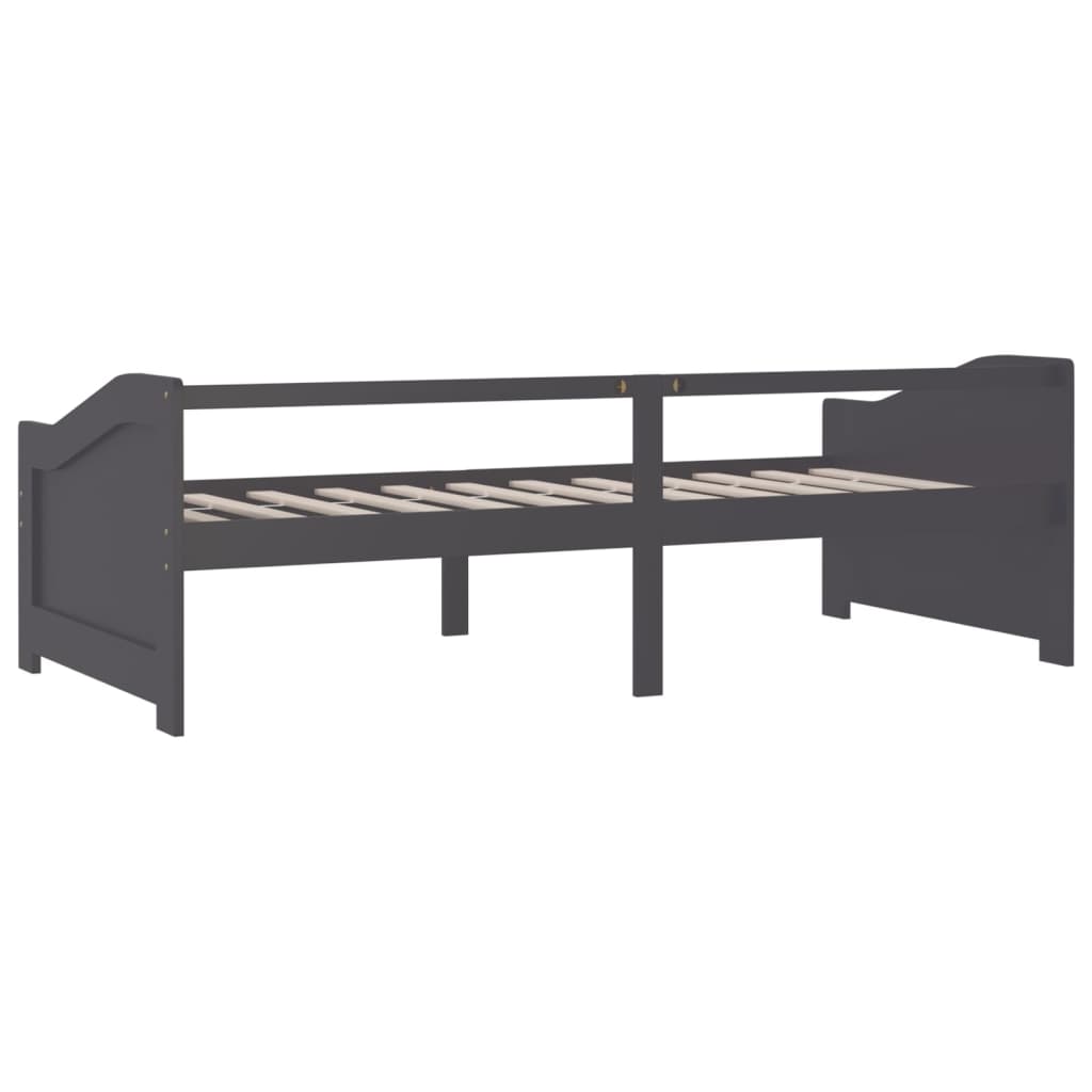 vidaXL Pat de zi cu 3 locuri, gri închis, 90x200 cm, lemn masiv pin vidaXL Pat de zi cu 3 locuri, gri închis, 90x200 cm, lemn masiv pin