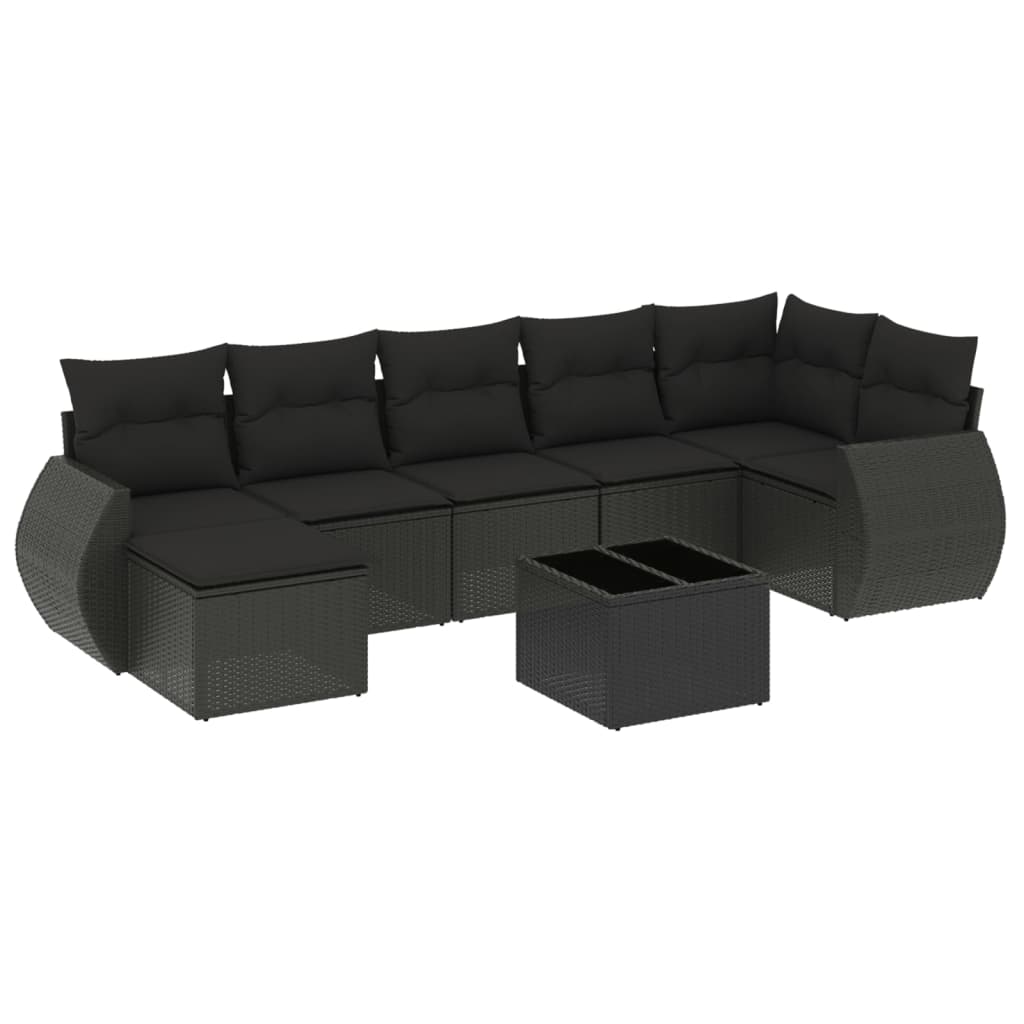 vidaXL Set mobilier de grădină cu perne, 8 piese, negru, poliratan vidaXL Set mobilier de grădină cu perne, 8 piese, negru, poliratan