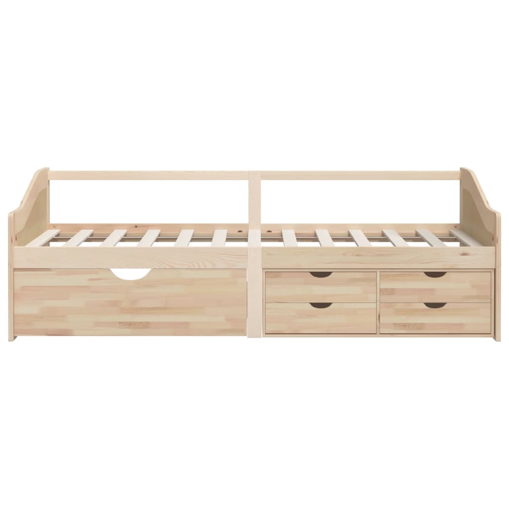 vidaXL Pat de zi cu 3 locuri cu sertare, 90x200 cm, lemn masiv de pin vidaXL Pat de zi cu 3 locuri cu sertare, 90x200 cm, lemn masiv de pin