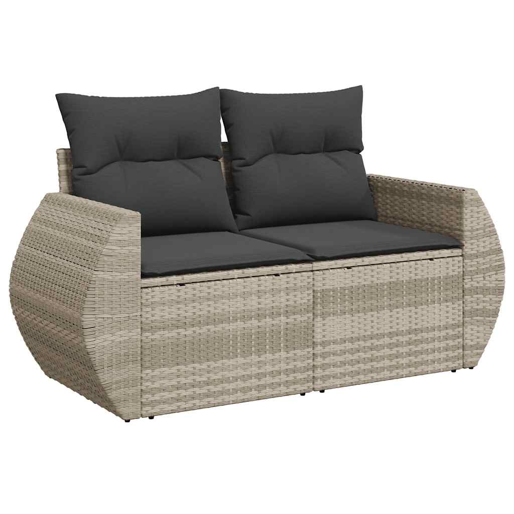 vidaXL Set mobilier de grădină cu perne, 8 piese gri deschis poliratan vidaXL Set mobilier de grădină cu perne, 8 piese gri deschis poliratan