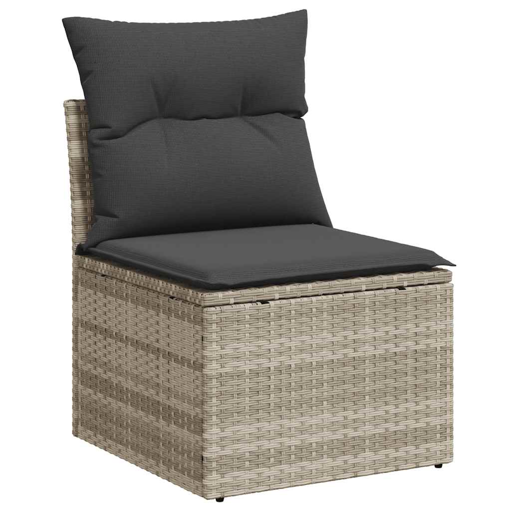 vidaXL Set mobilier de grădină cu perne, 8 piese gri deschis poliratan vidaXL Set mobilier de grădină cu perne, 8 piese gri deschis poliratan