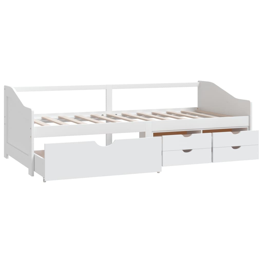vidaXL Pat de zi, 3 locuri, cu sertare, alb, 90x200 cm, lemn masiv pin vidaXL Pat de zi, 3 locuri, cu sertare, alb, 90x200 cm, lemn masiv pin