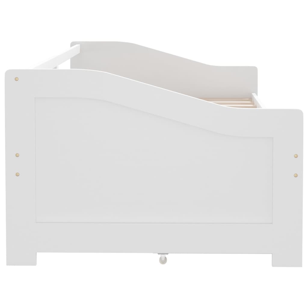 vidaXL Pat de zi, 3 locuri, cu sertare, alb, 90x200 cm, lemn masiv pin vidaXL Pat de zi, 3 locuri, cu sertare, alb, 90x200 cm, lemn masiv pin